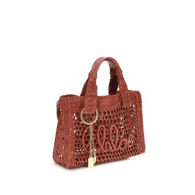 Chloé Multicolor Raffia Shoulder Bag In Brown