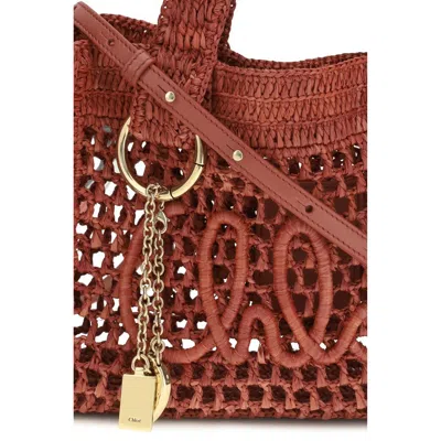 Chloé Multicolor Raffia Shoulder Bag In Brown