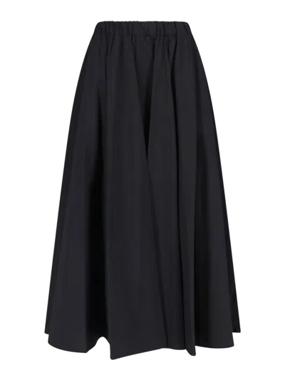 Aspesi Black Solid Midi Skirt In Black