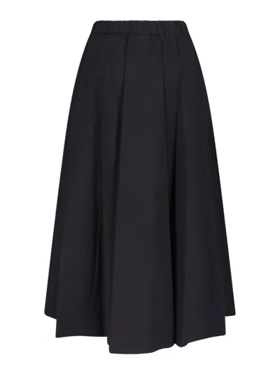 Aspesi Black Solid Midi Skirt In Black