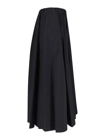 Aspesi Black Solid Midi Skirt In Black