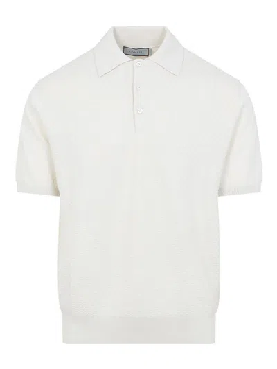 Canali Short-sleeved Cotton And Silk Regular Fit Polo Shirt In White