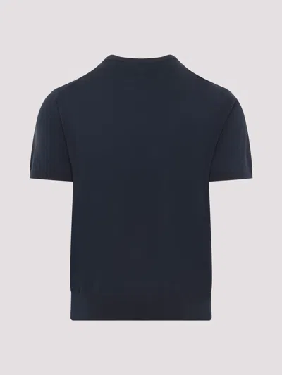 Canali Cotton Stripe T-shirt In Blue