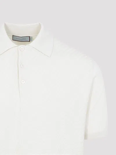 Canali Short-sleeved Cotton And Silk Regular Fit Polo Shirt In White