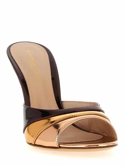 Gianvito Rossi Metallic Finish Stiletto Heel Open Back Mules In Brown