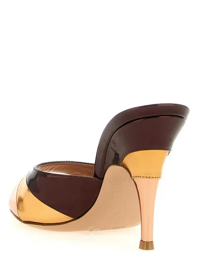Gianvito Rossi Metallic Finish Stiletto Heel Open Back Mules In Brown