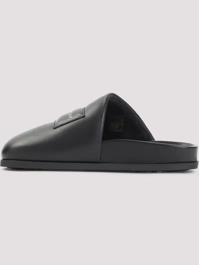 Givenchy Label Flat Mules In Black Nappa Leather Women In Multi