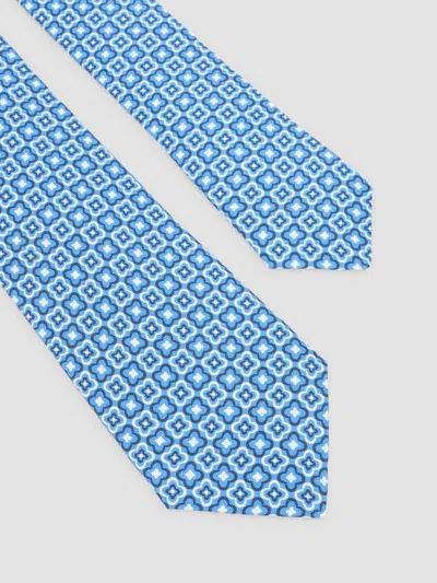 Kiton Silk Tie In Blue