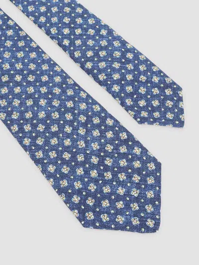 Kiton Silk Tie In Blue