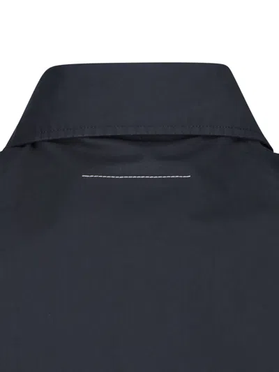 Mm6 Maison Margiela Straight Shirt Collar Long Sleeves Printed Detail In Blue