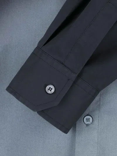 Mm6 Maison Margiela Straight Shirt Collar Long Sleeves Printed Detail In Blue