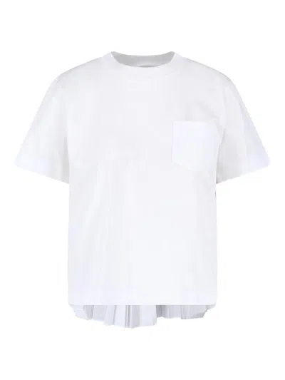 Sacai Short Sleeve Top Chest Pocket Pleated Back In White
