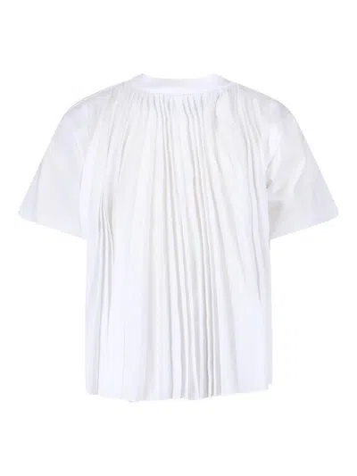 Sacai Short Sleeve Top Chest Pocket Pleated Back In White