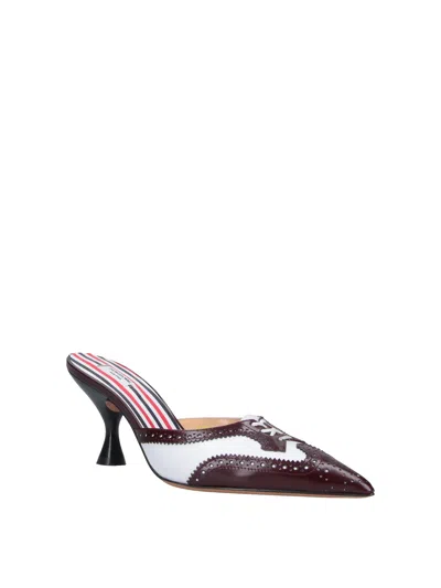 Thom Browne Brown Pointed-toe Sculpted Heel Leather Mules In Brown