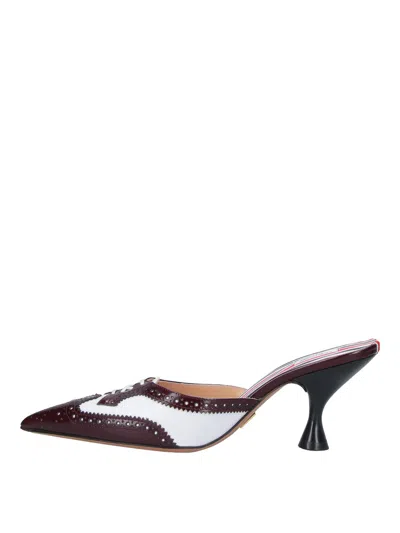 Thom Browne Brown Pointed-toe Sculpted Heel Leather Mules In Brown