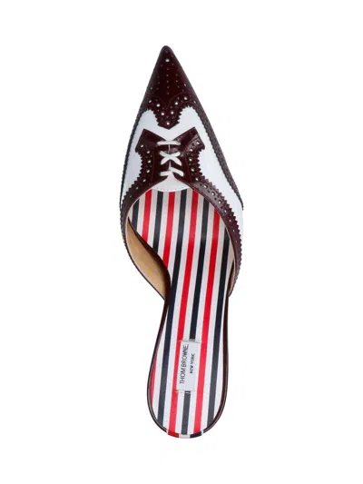 Thom Browne Brown Pointed-toe Sculpted Heel Leather Mules In Brown