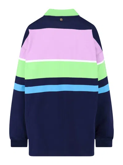 Versace Color-block Striped Long-sleeve Cotton Mini Dress In Multi