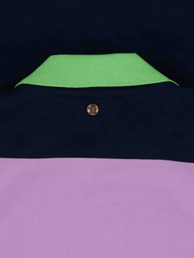Versace Color-block Striped Long-sleeve Cotton Mini Dress In Multi