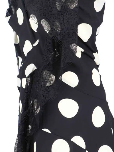 Junya Watanabe Polka Dot Halter Midi Dress Asymmetric Lace In Black
