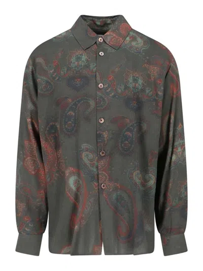 Our Legacy Casual Long Sleeve Shirt Paisley Pattern In Green