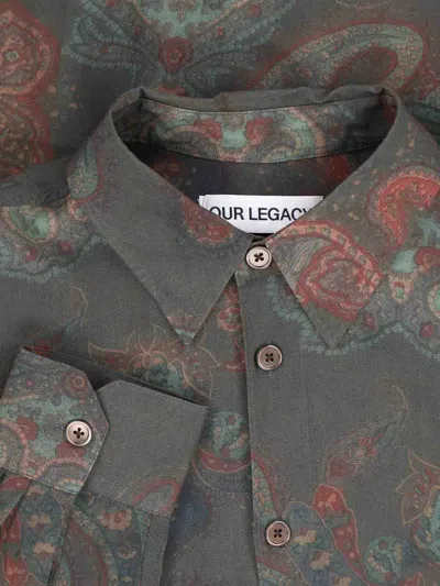 Our Legacy Casual Long Sleeve Shirt Paisley Pattern In Green