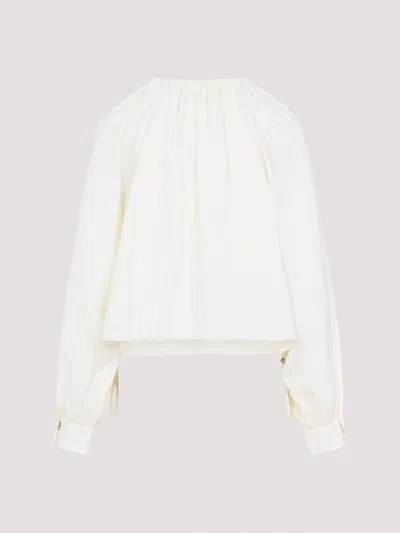 Co Drawstring Gathered Blouse In Neutral