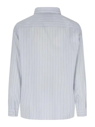 Ranra Stripe-pattern Logo-embroidered Shirt In Blue