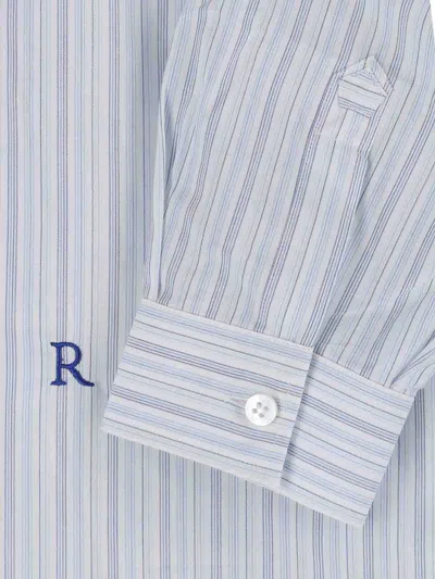 Ranra Stripe-pattern Logo-embroidered Shirt In Blue