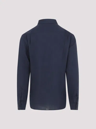 Sease Mini Hemp Button Down Shirt In Blue