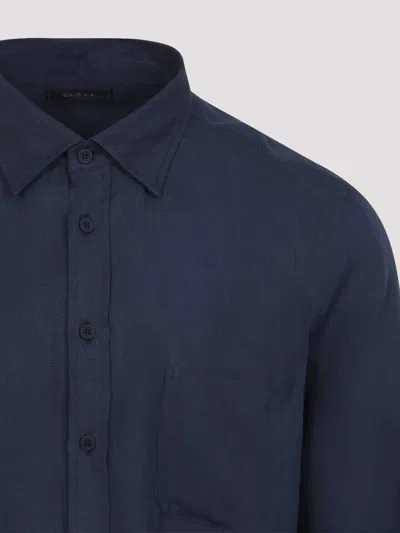 Sease Mini Hemp Button Down Shirt In Blue