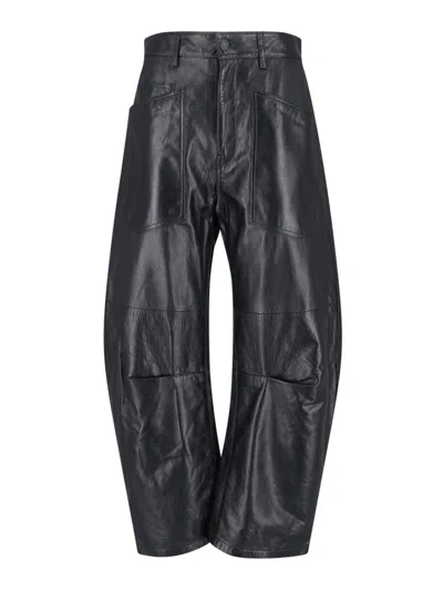 Nili Lotan Shon Leather Barrel-leg Pants In Animal Print