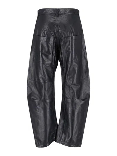 Nili Lotan Shon Leather Barrel-leg Pants In Animal Print