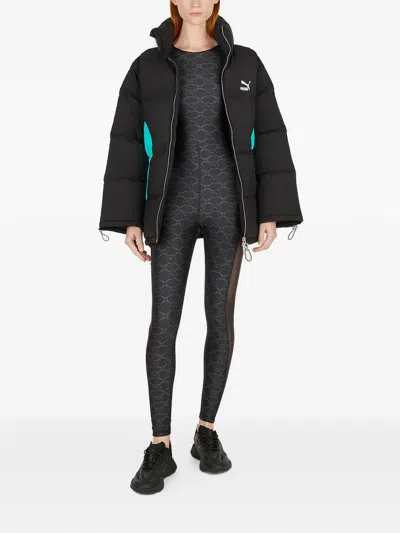 Puma Long-sleeve Patterned Bodysuit In Black