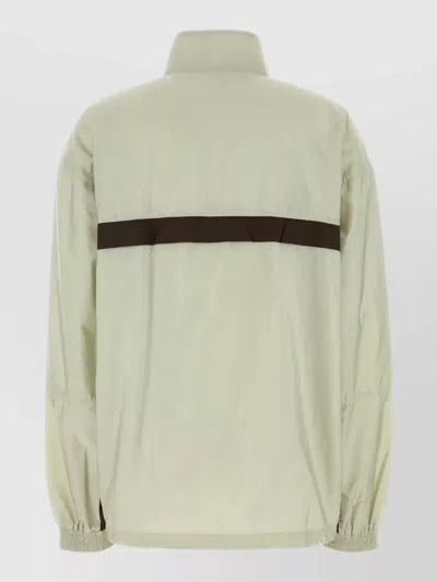 Prada Renylon Windbreaker High Collar Elastic Cuffs In Green