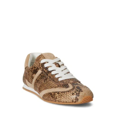 Ralph Lauren Dani Python-embossed Low-profile Sneaker In Tan Multi/tan In Brown