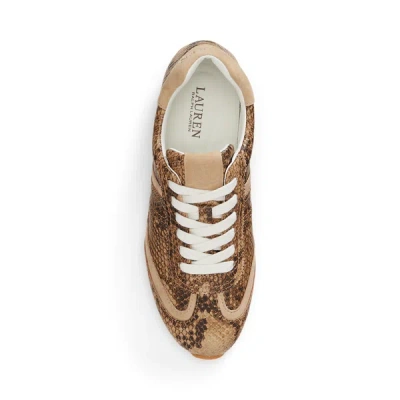 Ralph Lauren Dani Python-embossed Low-profile Sneaker In Tan Multi/tan In Brown
