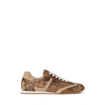Ralph Lauren Dani Python-embossed Low-profile Sneaker In Tan Multi/tan In Brown