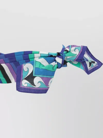 Pucci Iride Headband Knot Detail Rectangular Shape In Blue