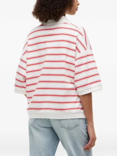 Tommy Hilfiger Relaxed Fit Heathered Stripe Polo In White