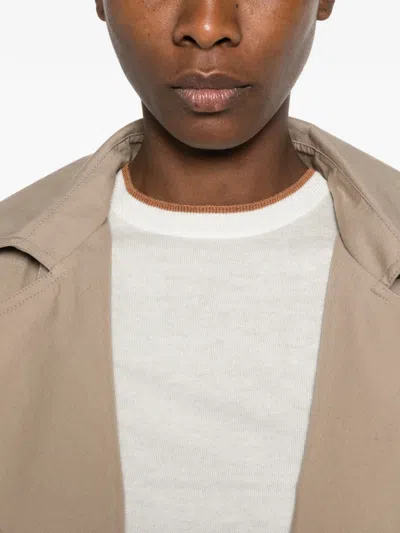 Max Mara Contrast-trim Short-sleeve Top In White