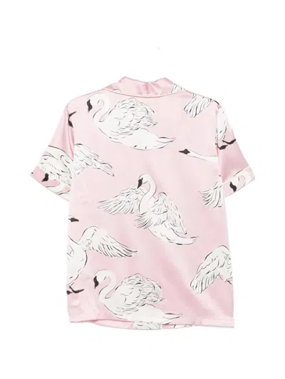 Olivia Von Halle Ingo Selene Pink Swan Pyjamas In Silk Satin