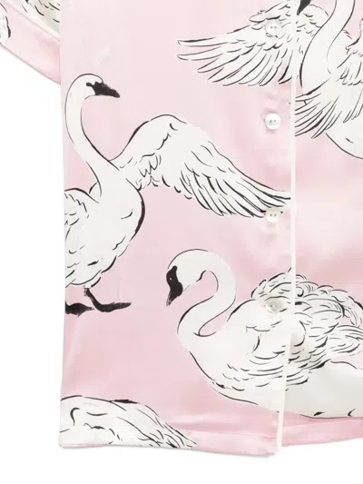 Olivia Von Halle Ingo Selene Pink Swan Pyjamas In Silk Satin