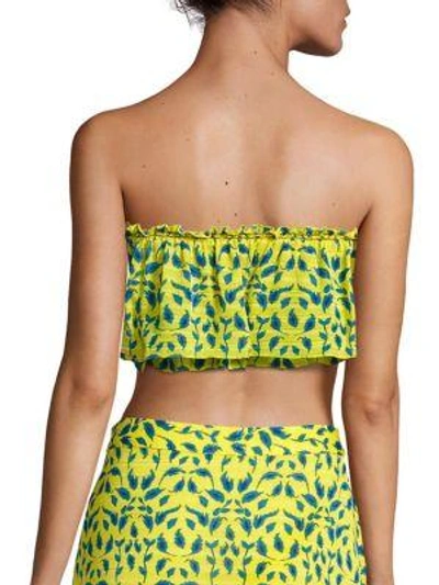 Shop Tanya Taylor Gina Silk Strapless Bandeau Crop Top In Yellow-multi