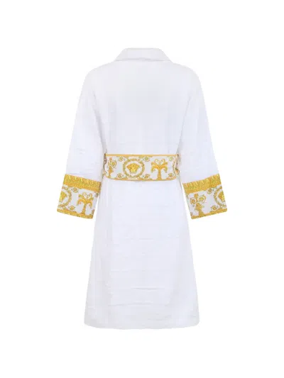 Versace Home Patterned Belted Robe In White