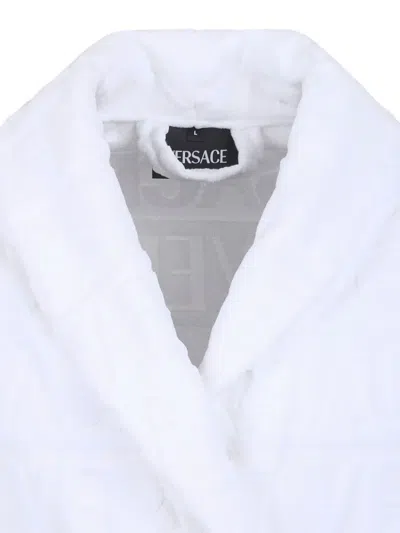 Versace Home Patterned Belted Robe In White