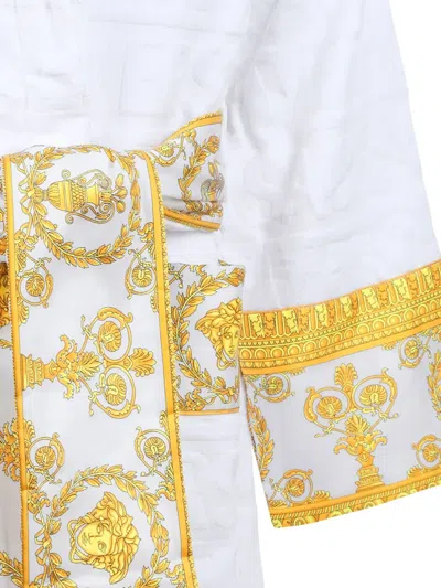 Versace Home Patterned Belted Robe In White