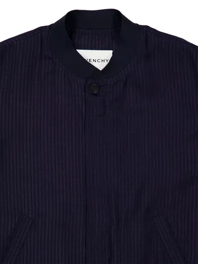 Givenchy Pinstriped Bomber Jacket In Blue
