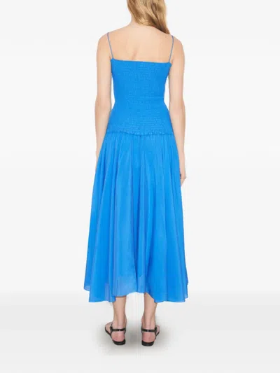 Tory Burch Solid Smocked Dress In Blue