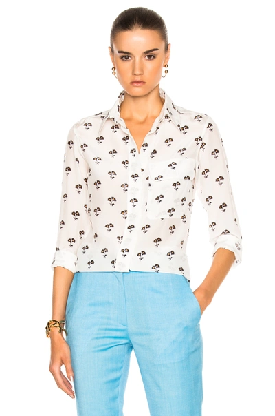 Victoria Beckham Printed Silk Blouse In White Daisy Print