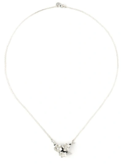Shaun Leane Sterling Silver Cherry Blossom Diamond Flower Posey Pendant Necklace In Metallic